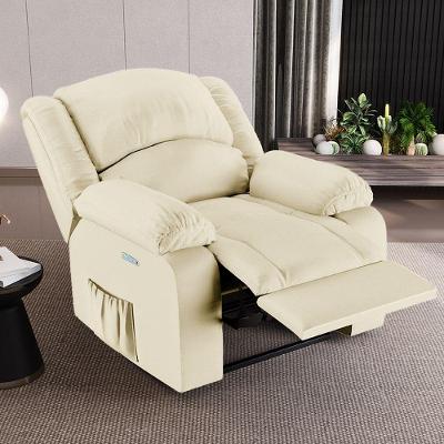 Poltrona Do Papai Reclinável Sala De Cinema Madrid Elétrica Touch Massagem Usb Pu Bege G26