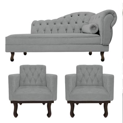 Kit Diva Recamier Diana 185Cm Lado Esquerdo E 02 Poltronas Classic Corano Cinza