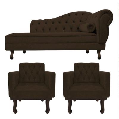 Kit Diva Recamier Diana 185Cm Lado Esquerdo E 02 Poltronas Classic Corano Marrom