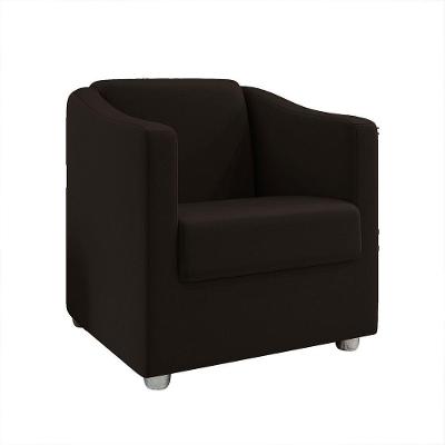 Poltrona Decorativa Ana Suede Marrom Pés Cromado - Pallazio