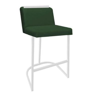 Banqueta Com Encosto Ninna Bistrô Cozinha Aplique Ferro Branco Suede Verde - Ahazzo Móveis