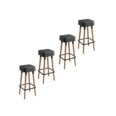 Kit 4 Banquetas Altas Estofadas Manila 70Cm Preto - Adz