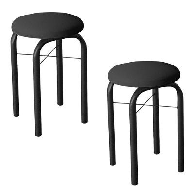 Kit 2 Banquetas Baixas Para Cozinha Em Aço Manu Sintético I01 Preto - Mpozenato