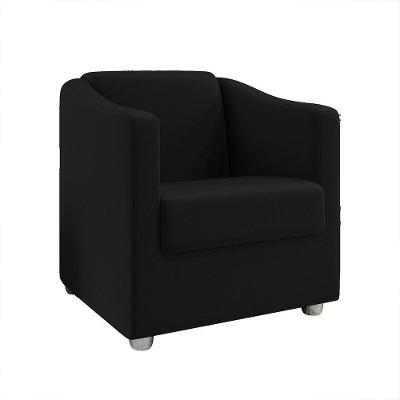 Poltrona Decorativa Ana Suede Preto Pés Cromado - Pallazio