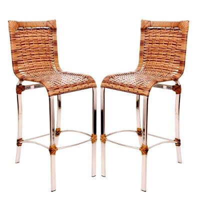 2 Banquetas Alta Haiti Em Alumínio Para Cozinha Bar Edícula Capuccino