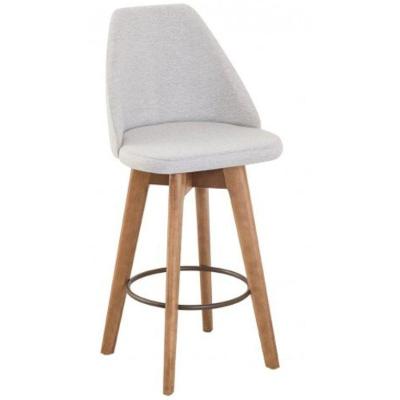 Conjunto 4 Banquetas Mayra Giratória Para Cozinha Ou Espaço Goumet- Linho Cinza Claro