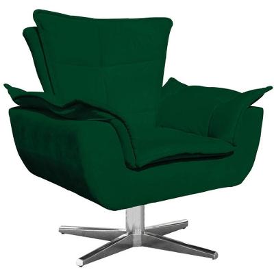 Poltrona Decorativa Base Giratória Cromada Charger Suede Verde G19 - Gran Belo