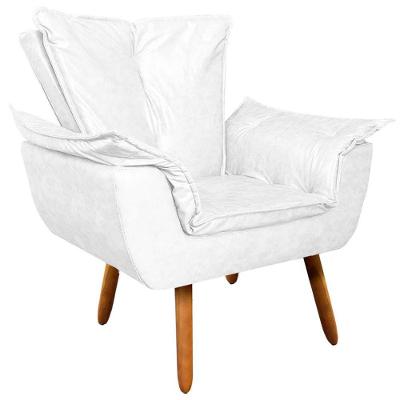 Poltrona Decorativa Pés Palito Charger Pu Branco G19 - Gran Belo