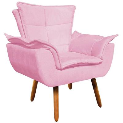 Poltrona Decorativa Pés Palito Charger Suede Rosa G19 - Gran Belo