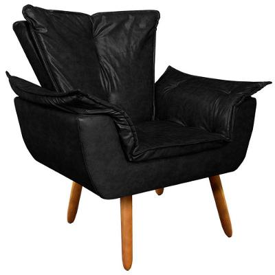 Poltrona Decorativa Pés Palito Charger Pu Preto G19 - Gran Belo