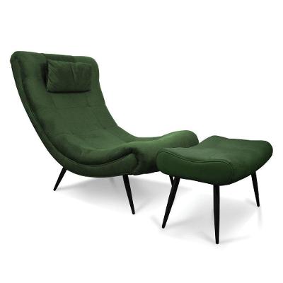 Kit 01 Poltrona E 01 Puff Sher Suede Pés Palito De Ferro - D'rossi Cor Verde