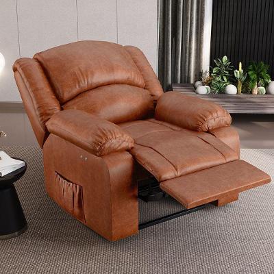 Poltrona Do Papai Reclinável Sala De Cinema Madrid Power Touch Massagem Usb Pu Caramelo Brilho G26