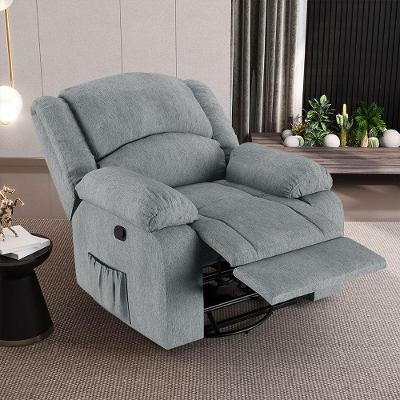 Poltrona Do Papai Reclinável Sala De Cinema Madrid Glider Manual Giratória Linho Cinza G26