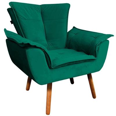 Poltrona Decorativa Pés Palito Charger Veludo Verde G19 - Gran Belo
