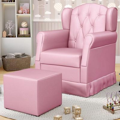 Poltrona De Amamentação E Descanso Fixa Com Puff Lucy P04 Sintético Rosa - Mpozenato