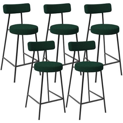Kit 05 Banquetas Baixa Para Cozinha Sala De Jantar Bar Bancada Milão L02 Bouclê Verde
