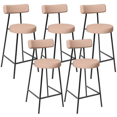 Kit 05 Banquetas Baixa Para Cozinha Sala De Jantar Bar Bancada Milão L02 Linho Rosê