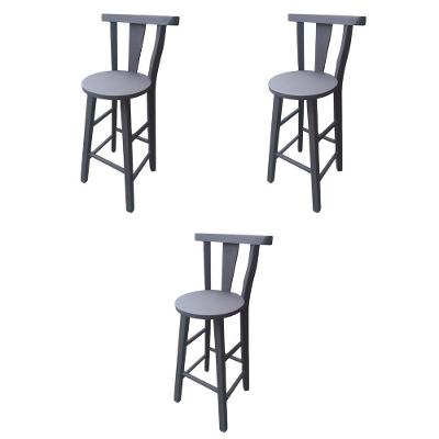 Kit 3 Banquetas Cor Preto Acetinado De Madeirabv Magazine