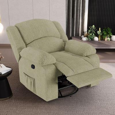 Poltrona Do Papai Reclinável Sala De Cinema Madrid Glider Manual Giratória Usb Linho Bege G26