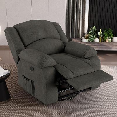 Poltrona Do Papai Reclinável Sala De Cinema Madrid Glider Manual Giratória Usb Linho Chumbo G26