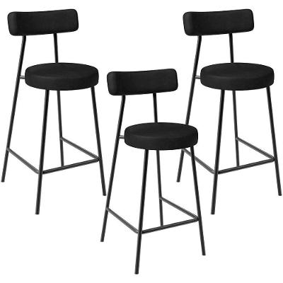 Kit 03 Banquetas Baixa Para Cozinha Sala De Jantar Bar Bancada Milão L02 Couríssimo Preto