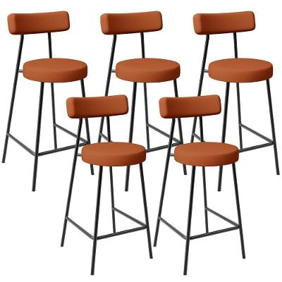 Kit 05 Banquetas Baixa Para Cozinha Sala De Jantar Bancada Milão L02 Tecido Terracota