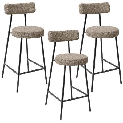 Kit 03 Banquetas Baixa Para Cozinha Sala De Jantar Bar Bancada Milão L02 Bouclê Bege