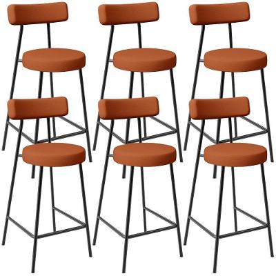Kit 06 Banquetas Baixa Para Cozinha Sala De Jantar Bancada Milão L02 Tecido Terracota