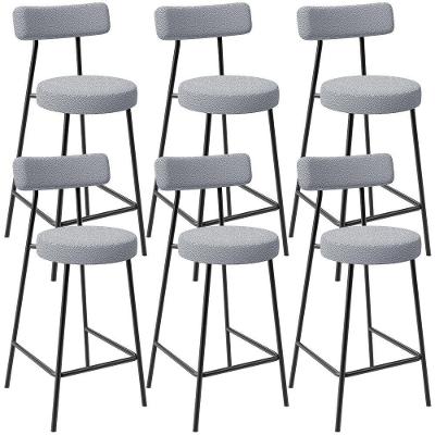 Kit 06 Banquetas Baixa Para Cozinha Sala De Jantar Bar Bancada Milão L02 Bouclê Cinza