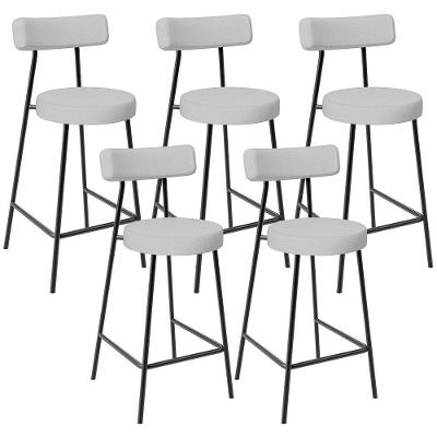 Kit 05 Banquetas Baixa Para Cozinha Sala De Jantar Bancada Milão L02 Linho Cinza