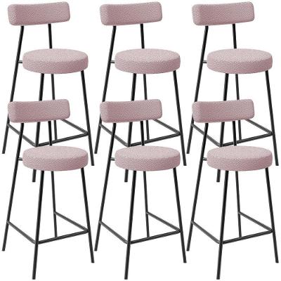 Kit 06 Banquetas Baixa Para Cozinha Sala De Jantar Bar Bancada Milão L02 Bouclê Rosê