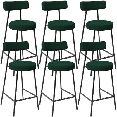 Kit 06 Banquetas Baixa Para Cozinha Sala De Jantar Bar Bancada Milão L02 Bouclê Verde