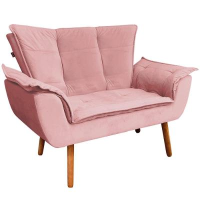 Poltrona Namoradeira Pés Palito Charger Suede Rosê