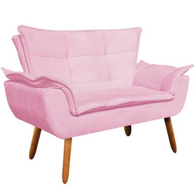 Poltrona Namoradeira Pés Palito Charger Suede Rosa