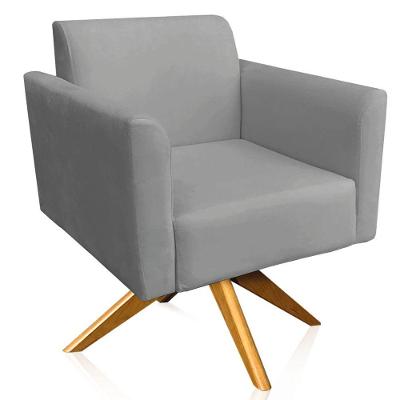 Poltrona Isabella Base Giratória Madeira Suede Grafite
