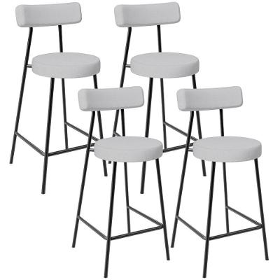 Kit 04 Banquetas Baixa Para Cozinha Sala De Jantar Bar Bancada Milão L02 Linho Cinza