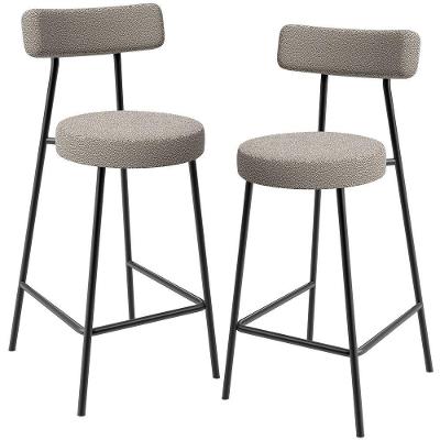 Kit 02 Banquetas Baixa Para Cozinha Sala De Jantar Bar Bancada Milão L02 Bouclê Creme