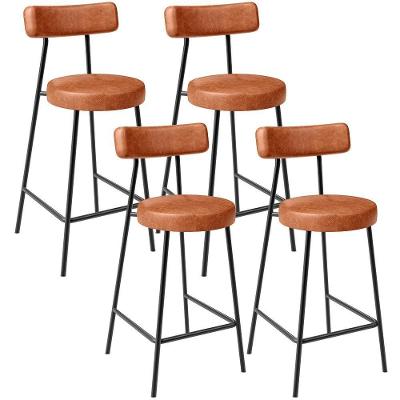 Kit 04 Banquetas Baixa Para Cozinha Sala De Jantar Bar Bancada Milão L02 Couríssimo Camel