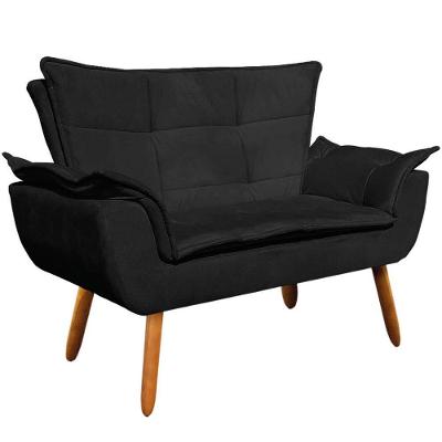 Poltrona Namoradeira Pés Palito Charger Suede Preto