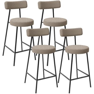 Kit 04 Banquetas Baixa Para Cozinha Sala De Jantar Bar Bancada Milão L02 Bouclê Bege