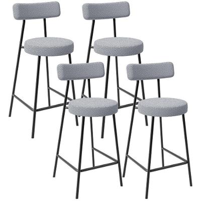 Kit 04 Banquetas Baixa Para Cozinha Sala De Jantar Bar Bancada Milão L02 Bouclê Cinza