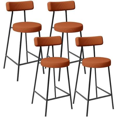 Kit 04 Banquetas Baixa Para Cozinha Sala De Jantar Bancada Milão L02 Tecido Terracota