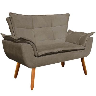 Poltrona Namoradeira Pés Palito Charger Suede Nude