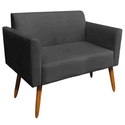 Poltrona Namoradeira Isabella Pés Palito Madeira Suede Preto