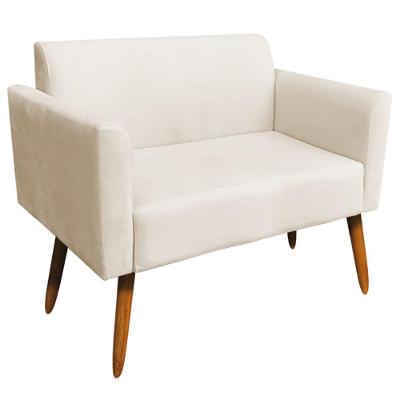 Poltrona Namoradeira Isabella Pés Palito Madeira Suede Bege