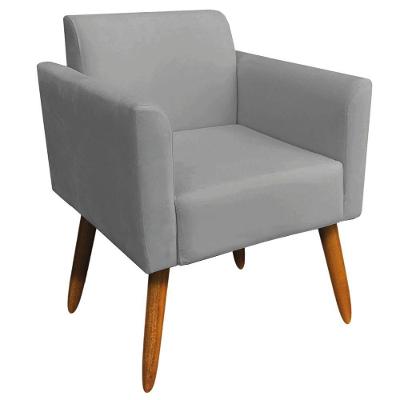 Poltrona Isabella Pés Palito Madeira Suede Grafite