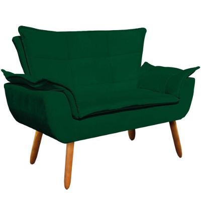 Poltrona Namoradeira Pés Palito Charger Suede Verde