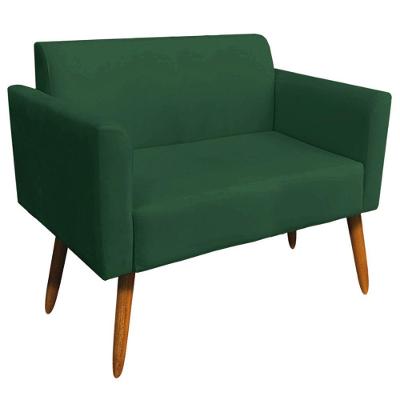 Poltrona Namoradeira Isabella Pés Palito Madeira Suede Verde