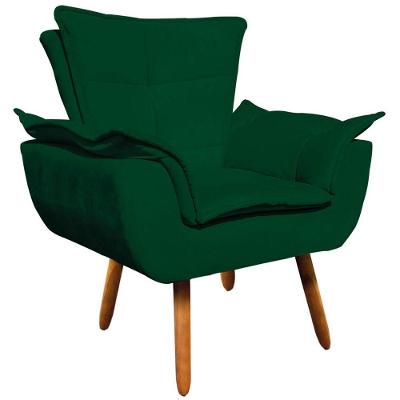 Poltrona Decorativa Pés Palito Charger Suede Verde