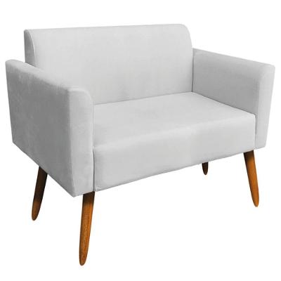 Poltrona Namoradeira Isabella Pés Palito Madeira Suede Cinza